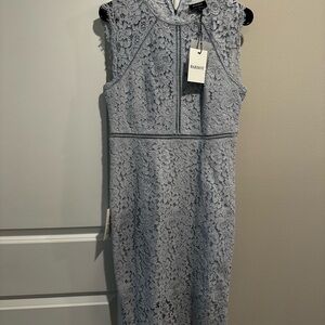 Bardot Delicate Lace Midi Dress in Light Blue